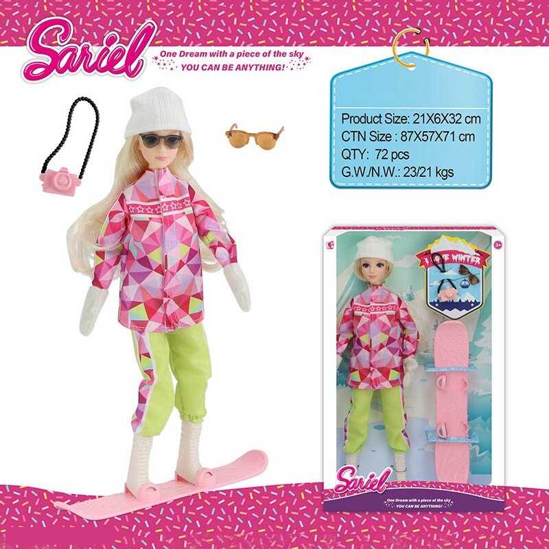 Лялька 92011 C (72/2) висота: 30 см, шарнірні з’єднання суглобів, голова та руки: гума, тіло та ноги: пластик, знімний одяг та взуття, сноуборд, аксесуари, в коробці