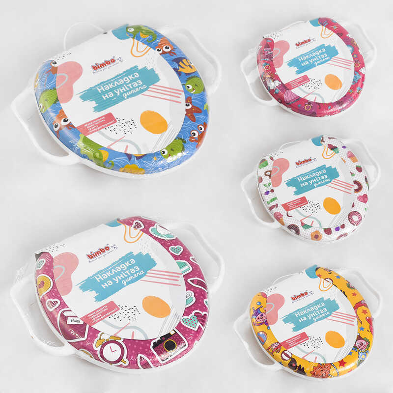 гр Накладка на унітаз C 31828 (20) "Bimbo", 5 видів, м'яка, з ручками, в пакеті, ВИДАЄТЬСЯ ТІЛЬКИ МІКС ВИДІВ