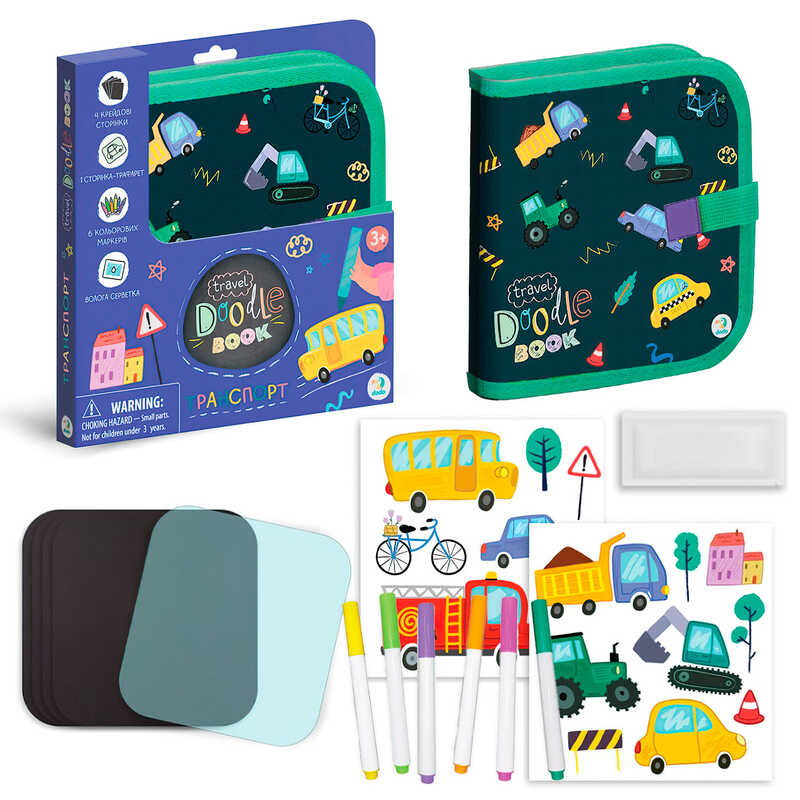 гр Дорожній набір для малювання "Транспорт" 301046 (30) "DoDo", 6 маркерів "пиши-витирай"