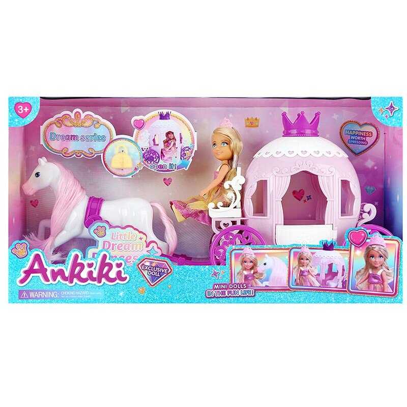 Лялька з аксесуарами 606023 (18) принцеса, карета з конем, висота ляльки 14 см, в коробці