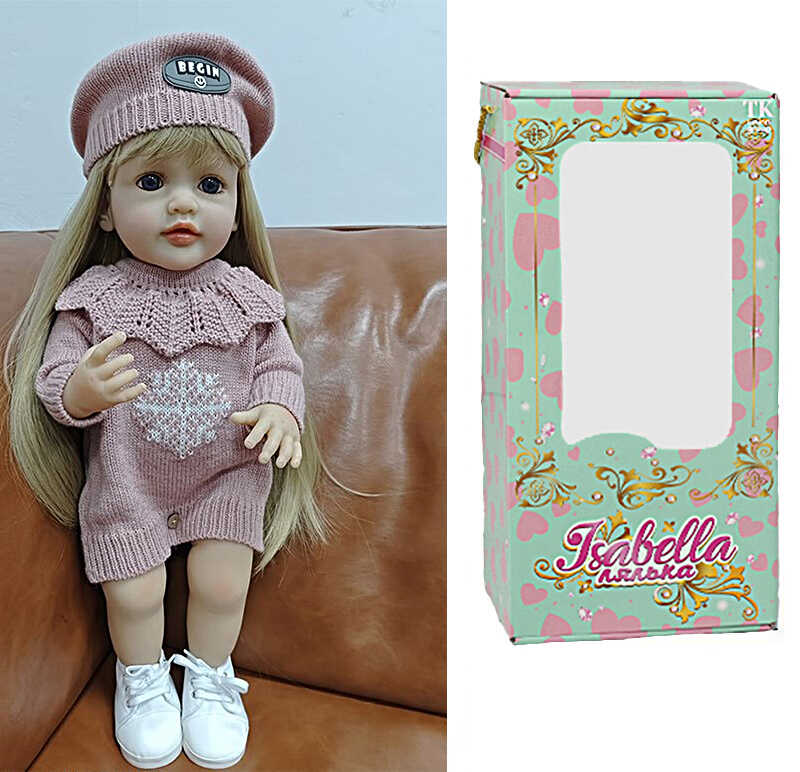 Лялька QM 24110 (12) "TK Group", висота: 50 см, гумова, імітація скляних очей, пустушка, пляшечка, памперс, капелюшок, взуття, в коробці