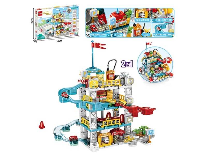 Конструктор 16003 B (10) “Парковка”, 212 деталей, 6 машинок, в коробці