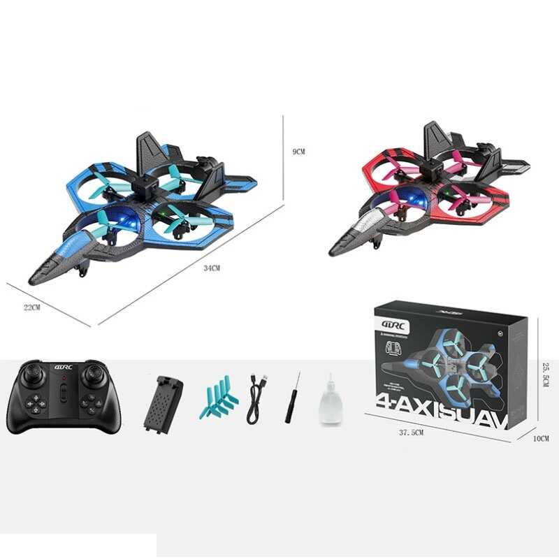 Літак на радіокеруванні  4 D-V 46 (24) 2 кольори, підсвічування, парогенератор, уникнення перешкод, оберти на 360°, Headless mode, знімний акумулятор, пульт керування, в коробці