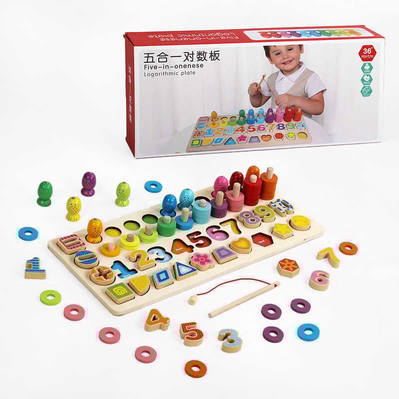 Логічна дерев’яна дошка C 61665 (24) сортер, риболовля, в коробці