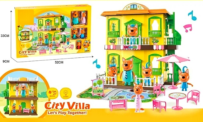 Герої «Три кота», будинок M 8822, звук, підсвічування, 5 фігурок, меблі, наліпки, в коробці