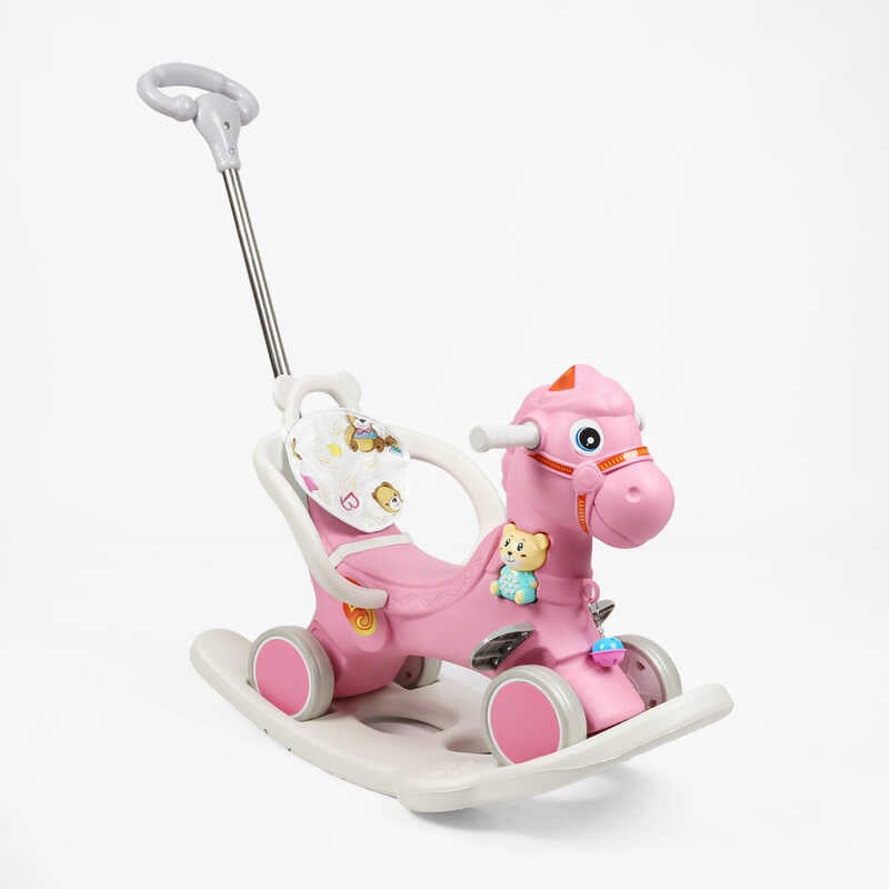 Гойдалка 2в1 F-21801 (8) каталка, батьківська ручка, музична іграшка, звук, підсвічування, пісні англійською, у пакеті