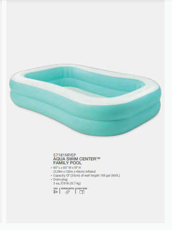 Intex Басейн 57181 NP "Aqua Swim Center" (3) розміром 229х147х46см., Обсяг: 600л, від 3 років