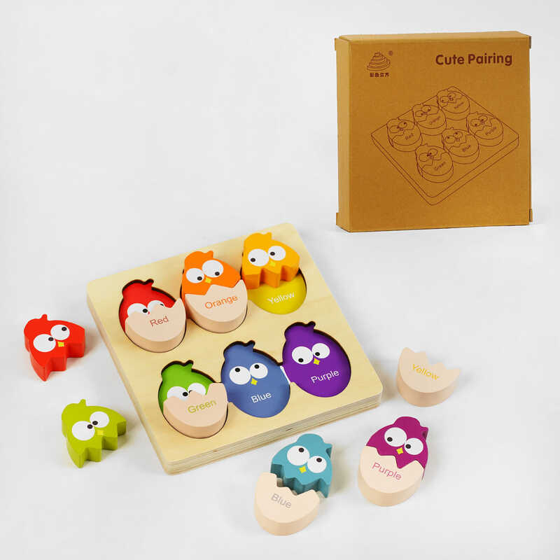 Вкладиші C 60391 (36) дерев'яні, пташки, кольори англійською, в коробці