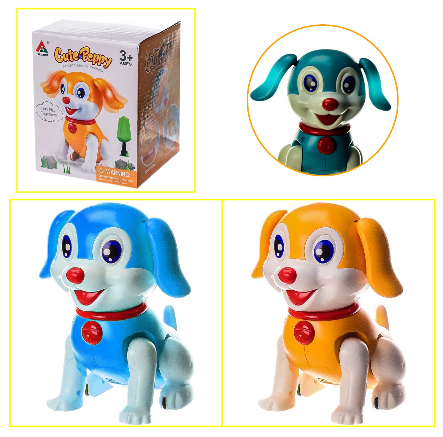 Іграшка музична "Собачка" FW-2059A , 2 види , ходить , звук , підсвічування , махає вухами ,в коробці