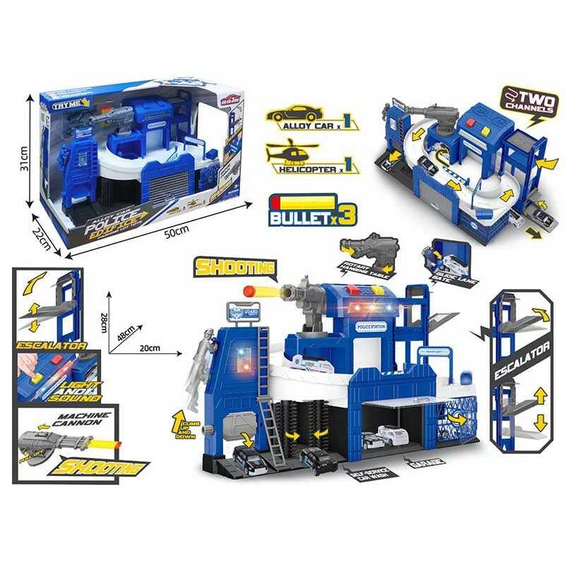 Парковка 660 S-27 (8/2) трек, механічний підіймач, підсвічування, звуки, на батарейках, рухомі елементи, металопластикова машинка та гелікоптер, механічна пушка, 3 м’яких патрони, в коробці