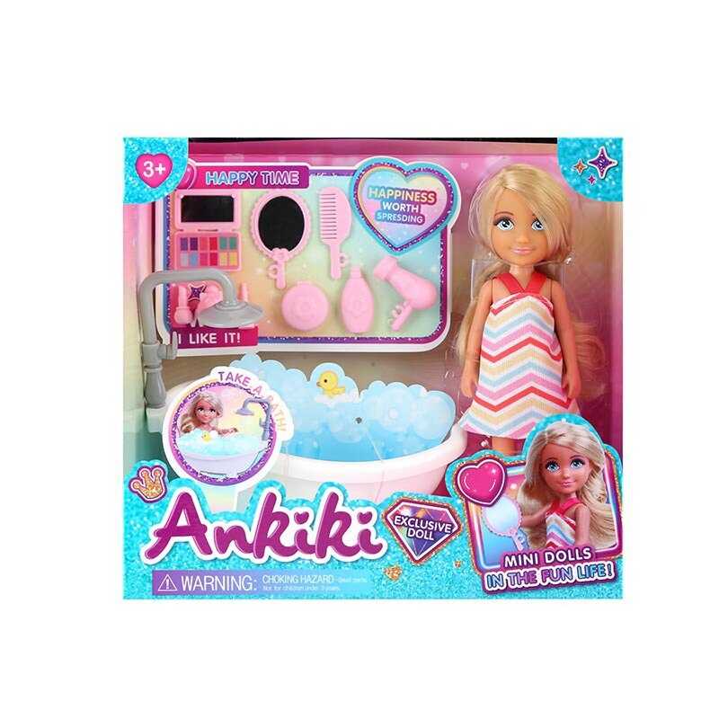 Лялька з аксесуарами 606032 (48) висота - 13 см, ванна, аксесуари, прошите волосся, гумова голова, в коробці