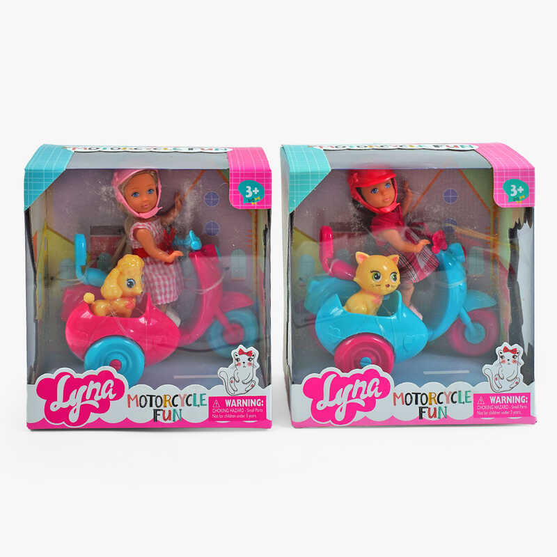 Лялька 4608 (48/2)2 види, 12 см, знімне взуття, шолом, мотоцикл, улюбленець, в коробці