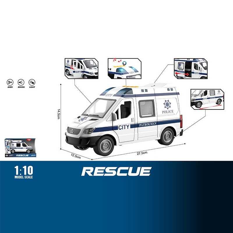 Машинка WY 1152 B (18) "Поліція", підсвічування, звуки, інерція, двері відчиняються, масштаб 1:10, в коробці