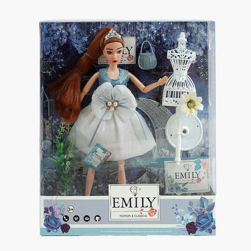 Лялька QJ 126 D (48/2) висота 30 см, сумочка, манекен, квіти, в коробці