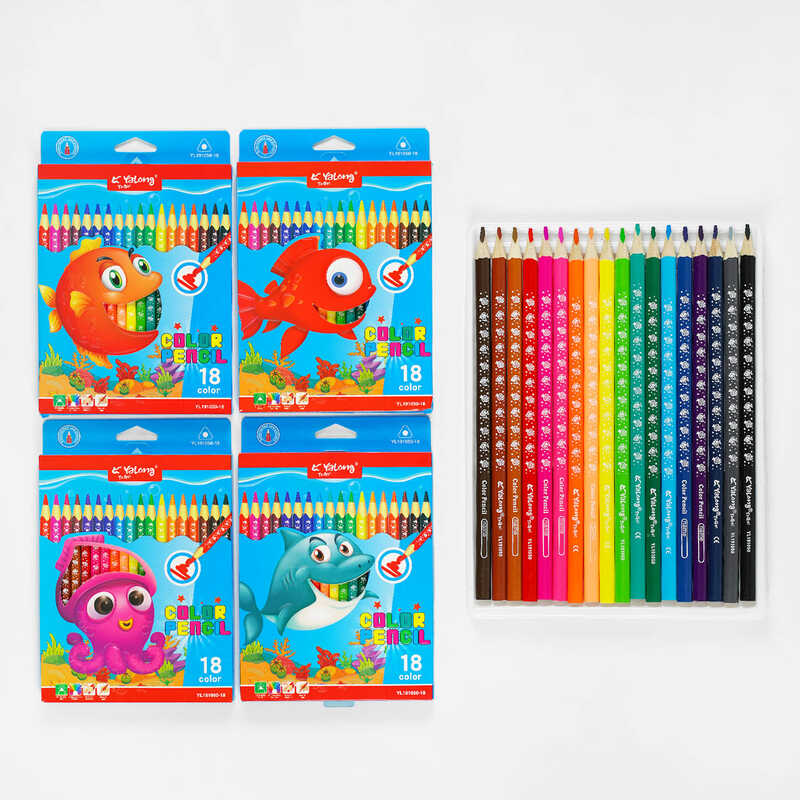 Олівці C 61928 (160) 4 види, 18 кольорів, в коробці, ВИДАЄТЬСЯ ТІЛЬКИ МІКС ВИДІВ