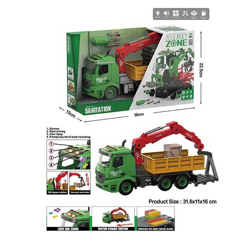 Спецтехніка YW 9072 A (24/2) "Навантажувач", звуки, підсвічування, конструктор, інерція, викрутка, рухомі деталі, в коробці