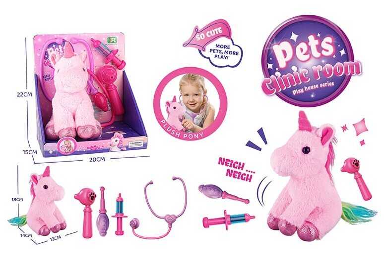 Поні DR 5097 (48/2) м’яка іграшка, медичне приладдя, 4 аксесуари в коробці