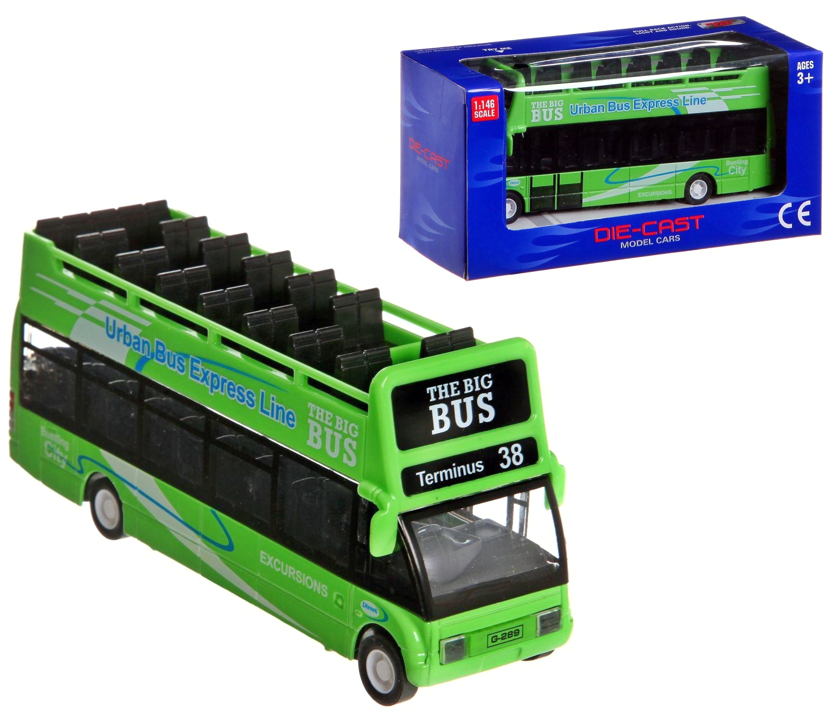 Автобус 8969-28 , двоповерховий , метал , коробка, 3 кольори