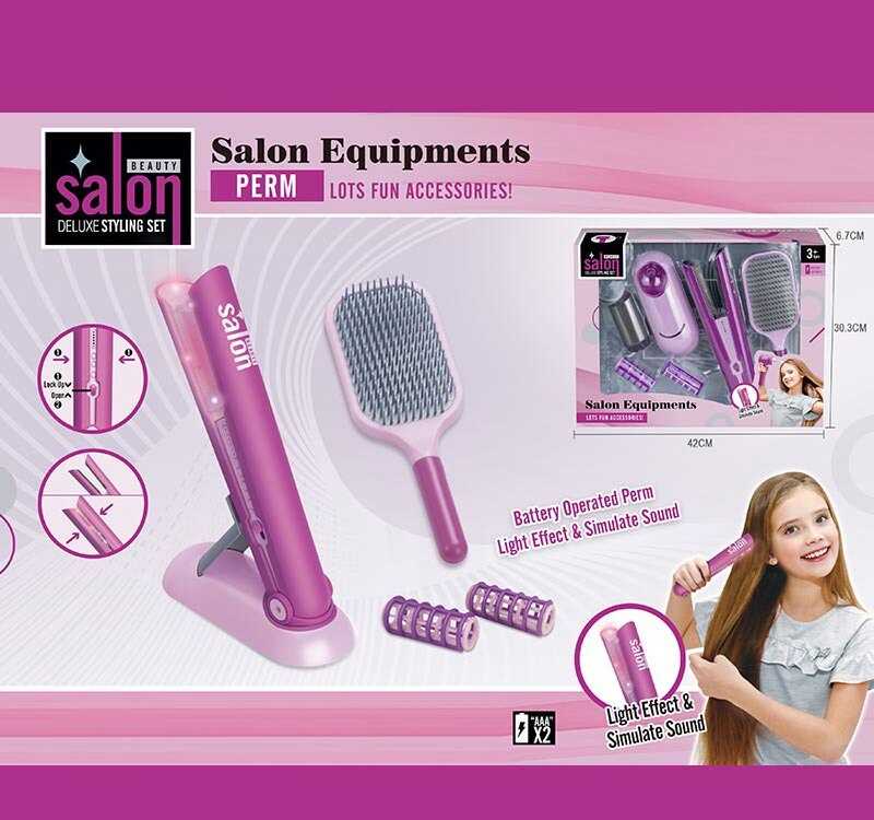 Набір перукаря YLQ 092 (36/2), стайлер, підсвітка, звук, щітка для волосся, підставка, бігуді, в коробці