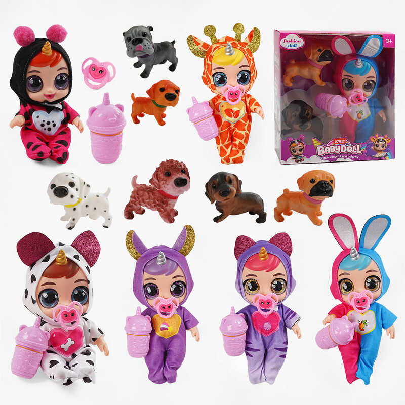 Лялька 216 (72/2) 6 видів, гумова, висота 20 см, говорить, сміється, плаче, знімний одяг, рухливі кінцівки, пляшечка, пустушка, 2 песики, в коробці, ВИДАЄТЬСЯ ТІЛЬКИ МІКС ВИДІВ