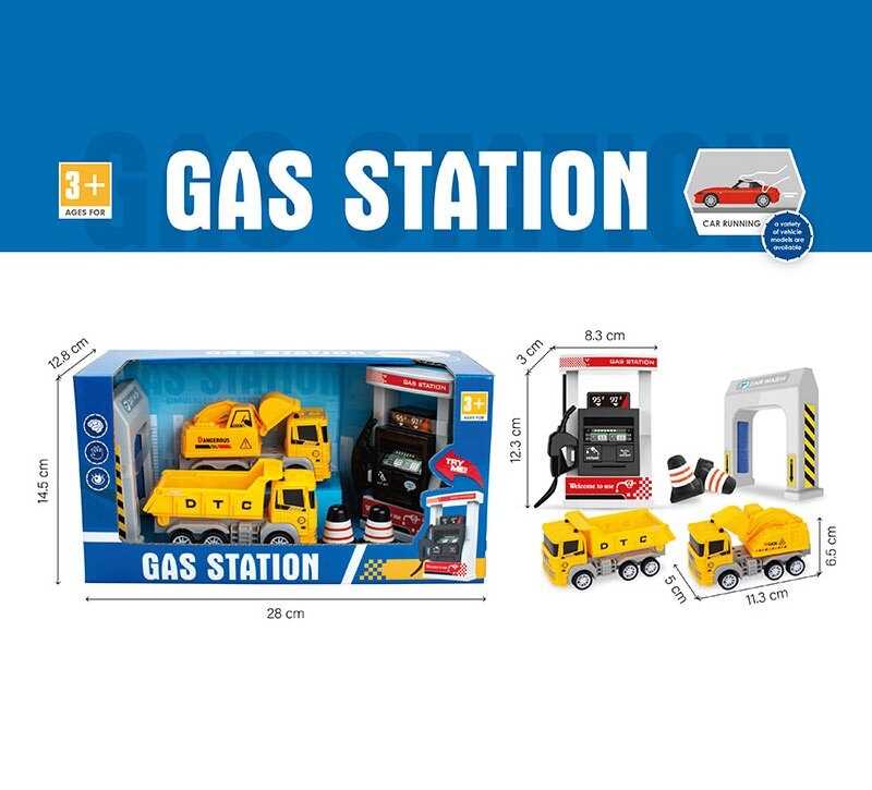 Заправна станція 890-34 A (72/2) звук, 2 вантажівки, інерція, гумові шини, в коробці