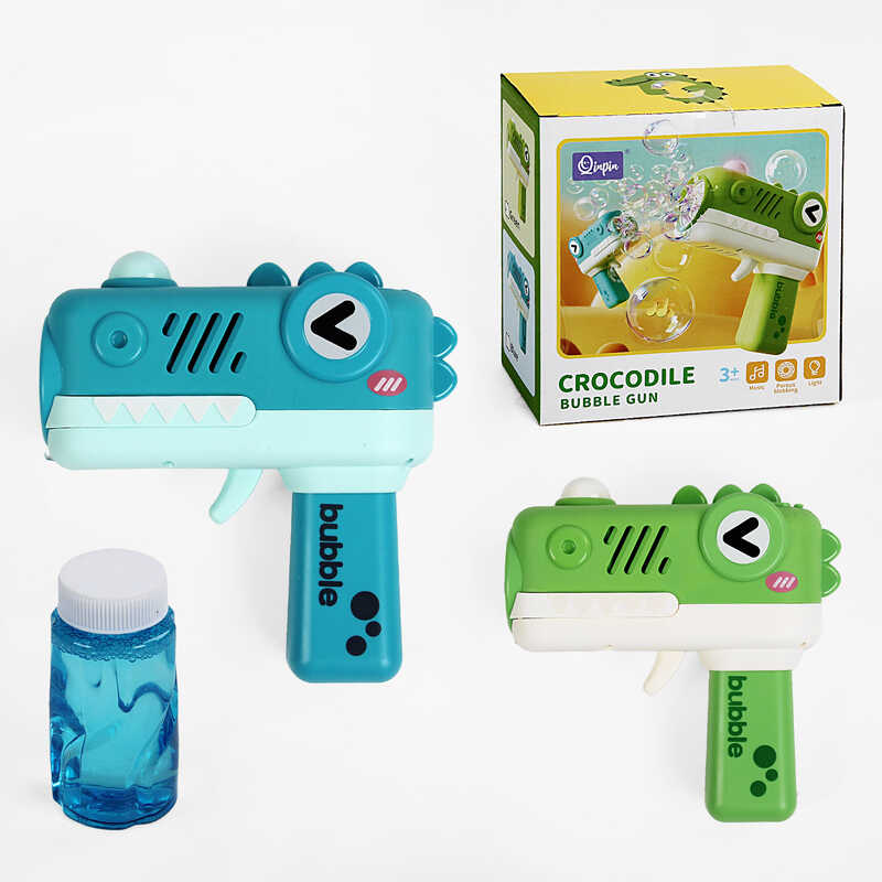 Пістолет з мильними бульбашками HY 81 (48) 2 кольори, на батарейках, автоматичний принцип роботи, світло, звук, мильний розчин, в коробці