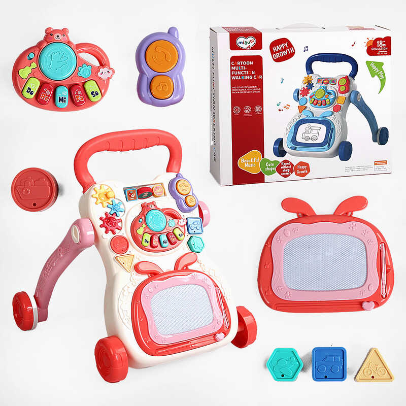 Ходунки 368-16 A (12) звук, підсвічування, піаніно, сортер, шестерні, брязкальце, пальчикова гра, дощечка для малювання, обтяжувач, в коробці