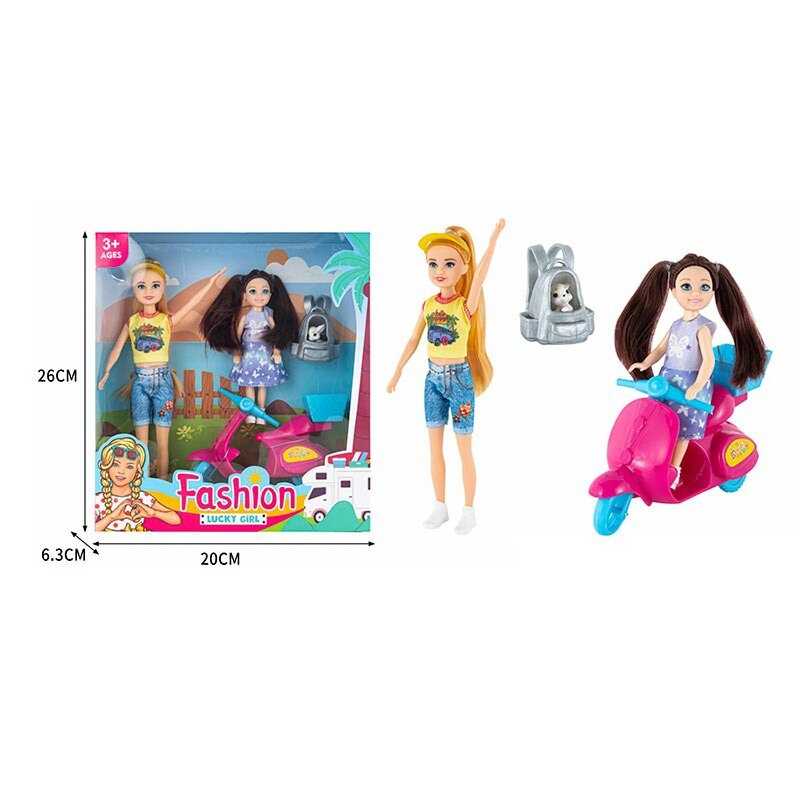 Набір ляльок ST 5612-11 (72/2) 2 ляльки, скутер, рюкзак із собакою, висота 23 см, в коробці