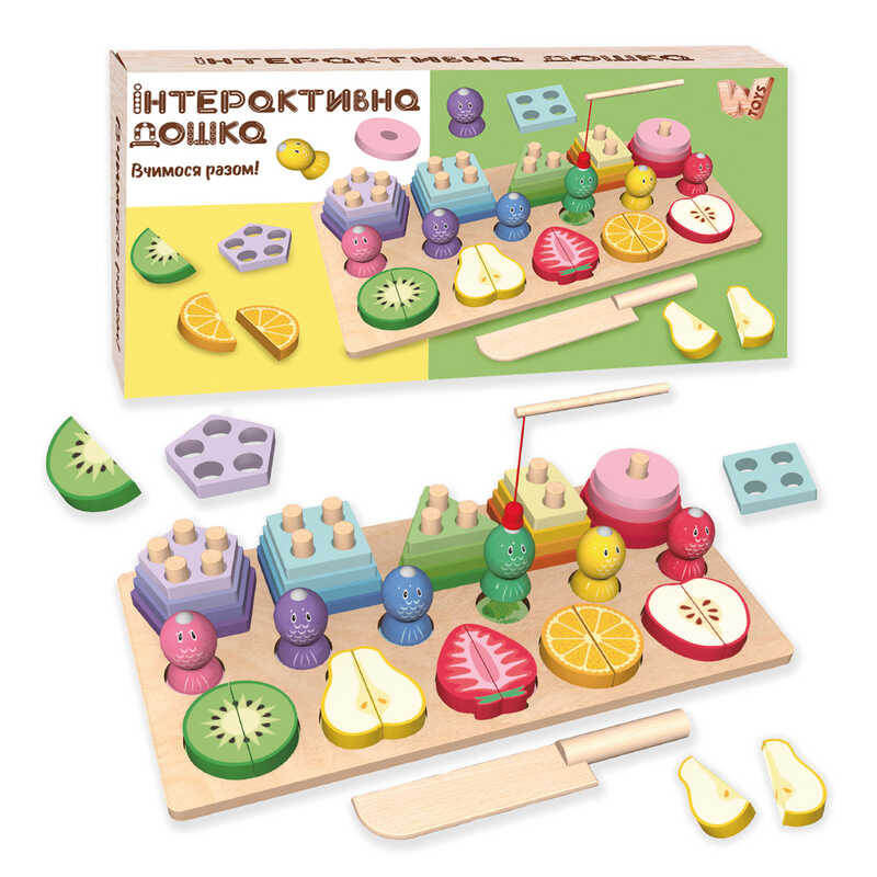 Логічна дерев’яна дошка 68379 (27) "WToys", сортер, магнітна гра, риболовля, в коробці