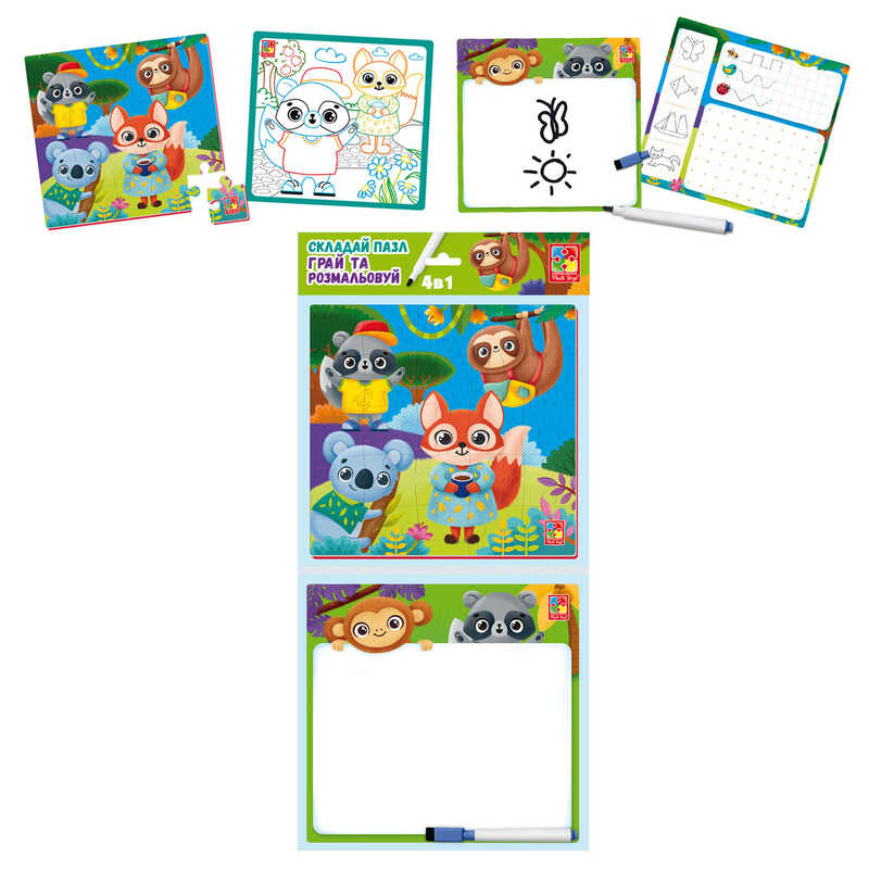 гр Гра настільна "Набір 4в1. Звірятка" (укр) VT2002-03 (20) "Vladi Toys"