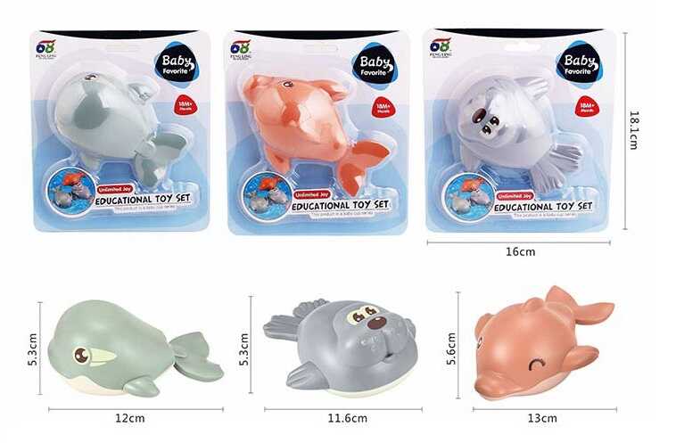 Водна гра 617-46 (120/2) "Морські жителі", 3 види, заводний механізм, на листі