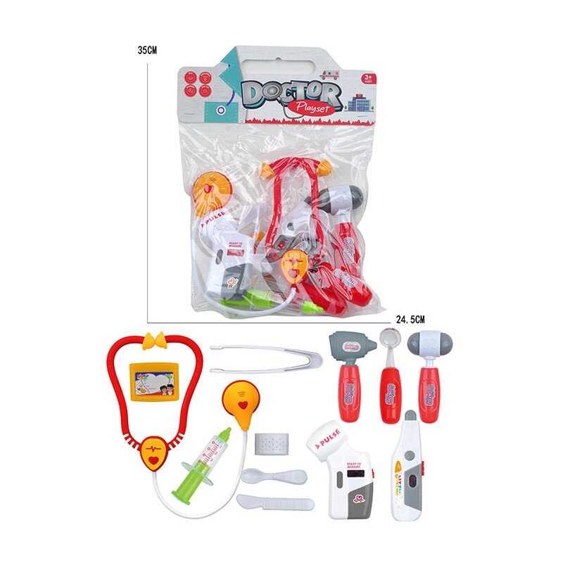 Набір лікаря 5507-11 (120/2) стетоскоп, шприц, ложка, ніж, пластир, молоточок, термометр, пульсометр, щипці, бейдж, в пакеті