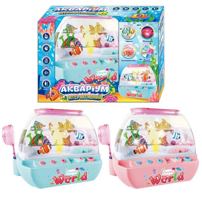 Музичний акваріум 49579 (24) "WToys", 2 кольори, ОЗВУЧУВАННЯ УКРАЇНСЬКОЮ МОВОЮ, підсвічування, казки, пісні, Bluetooth, нічник, USB-кабель, в коробці