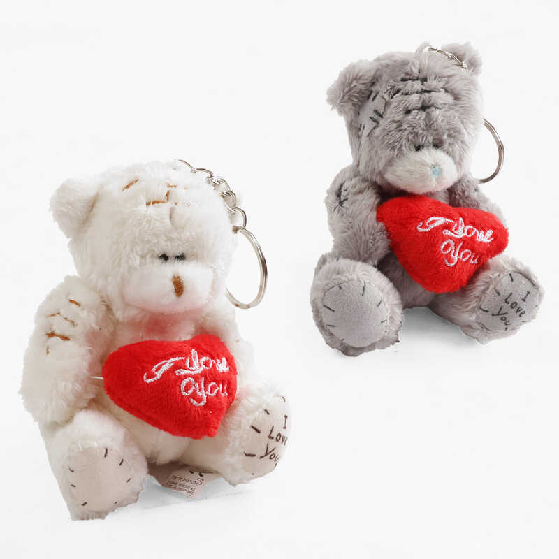 М'яка іграшка-брелок M 17960 (1800) ЦІНА ЗА 1 ШТУКУ, “Ведмідь”, висота 8 см, металеве кільце