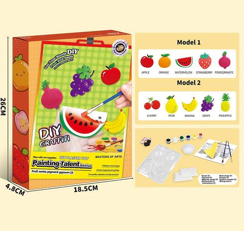 Гіпсова розмальовка ZY 109 (60) магнітні наліпки, молди, акрилові фарби, гіпс, пензлики, шпатель, в коробці