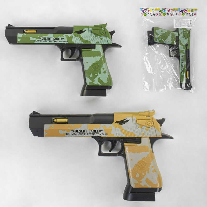 Пістолет музичний 8180-33 A (192/2) 2 кольори, на батарейках, підсвічування дула, звук, у пакеті