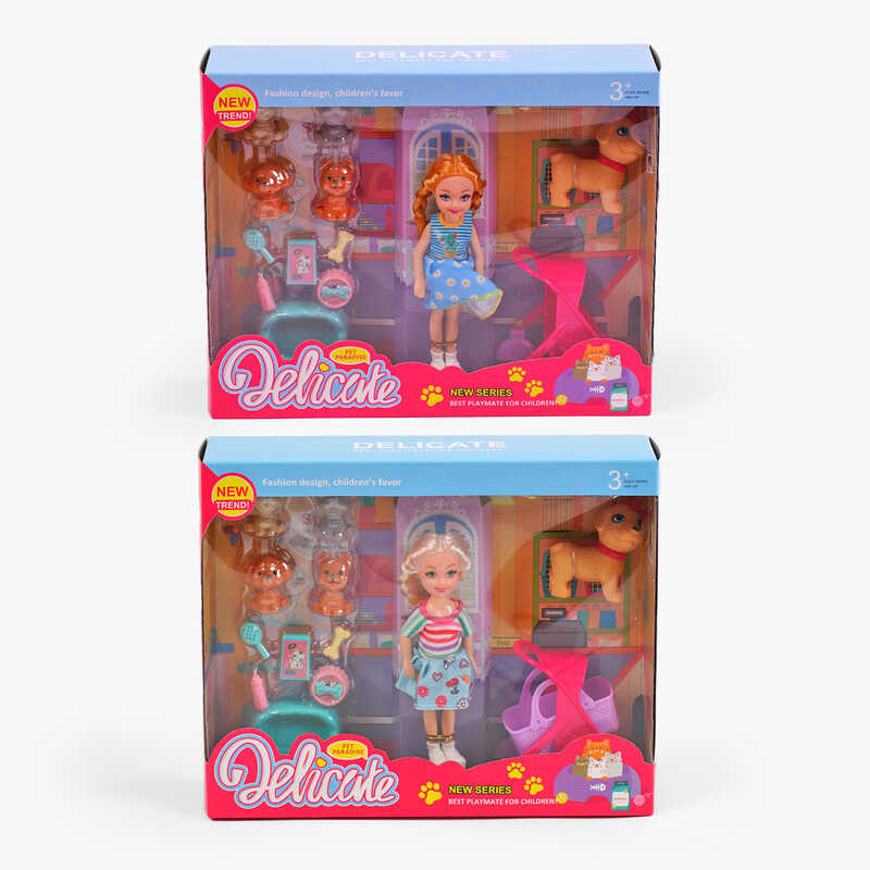 Лялька A 8-15 (96/2) 2 види, знімне взуття, аксесуари, улюбленці, візочок, в коробці