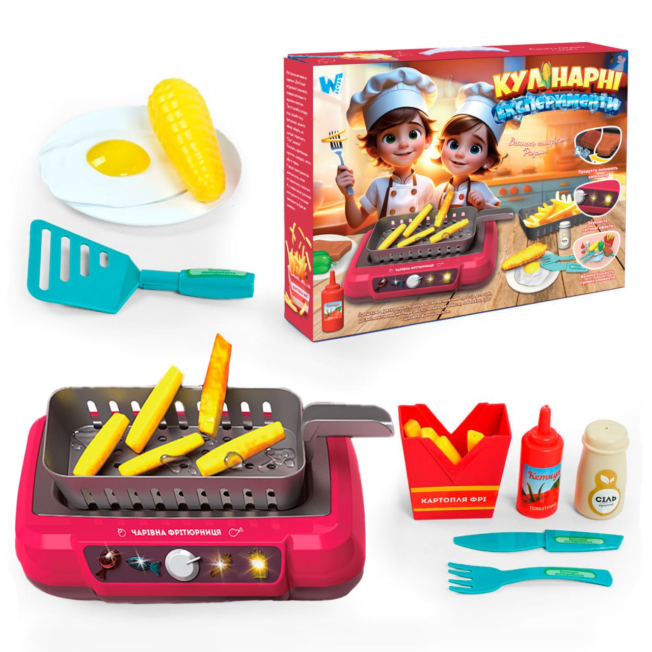 Кулінарні експерименти 24299 (18) "WToys", підсвічування, звукові ефекти, 13 аксесуарів, продукти змінюють колір, кухонне начиння, в коробці