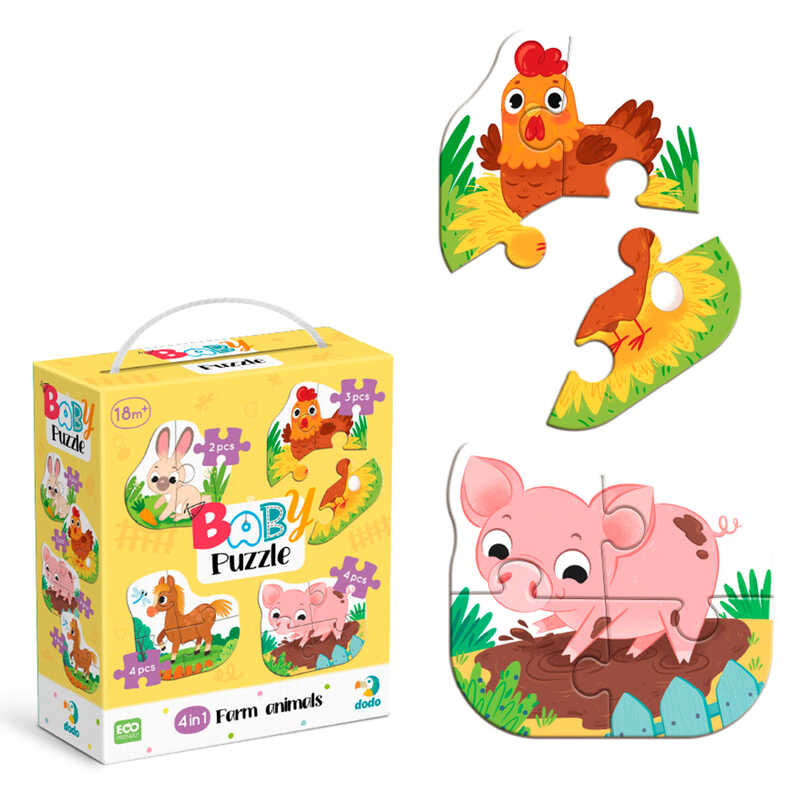гр Пазл 4 в 1 "Baby puzzle. Сільські тварини" 300686 (48) "DoDo", 4 картинки, в коробці