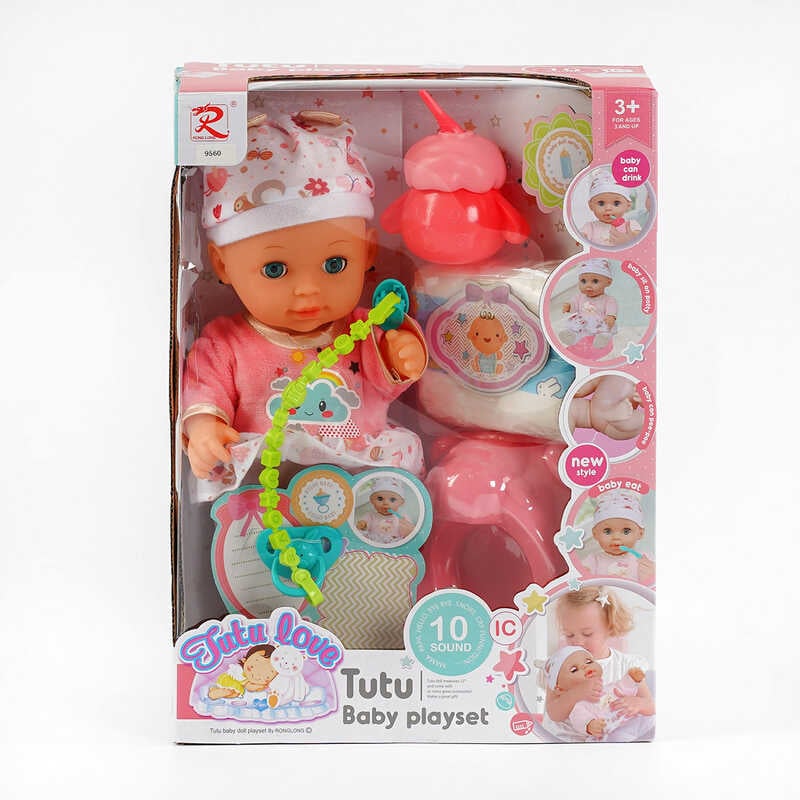 Пупс 9560 (24) "Tutu Baby playset", музичний чіп, характерні звуки та фрази, заплющує очі, аксесуари, в коробці