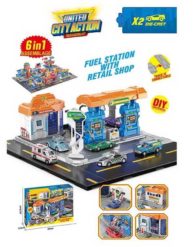 Заправна станція SK 6605 (18) 2 машинки, рухливі елементи, наліпки, в коробці