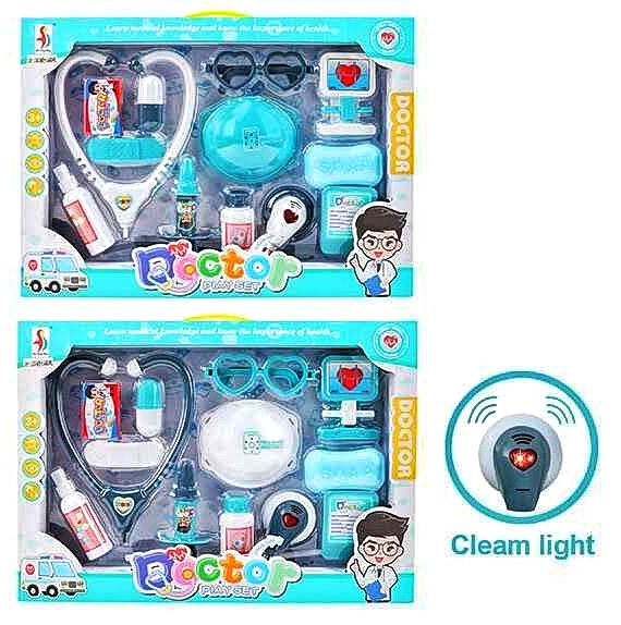 Набір лікаря SD 169-283 A , 2 види, 11 елементів, стетоскоп, звук, підсвічування, в коробці