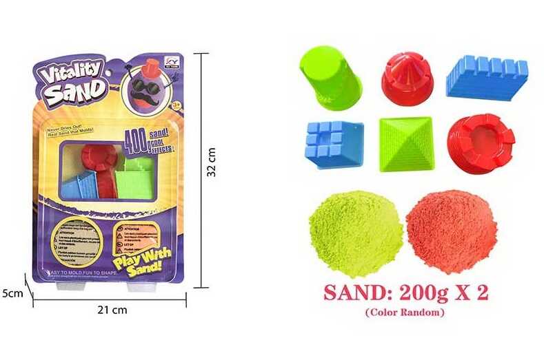 Кінетичний пісок 1908 I/J/K (48/2) 400 г, 2 кольори, 6 форм, на листі