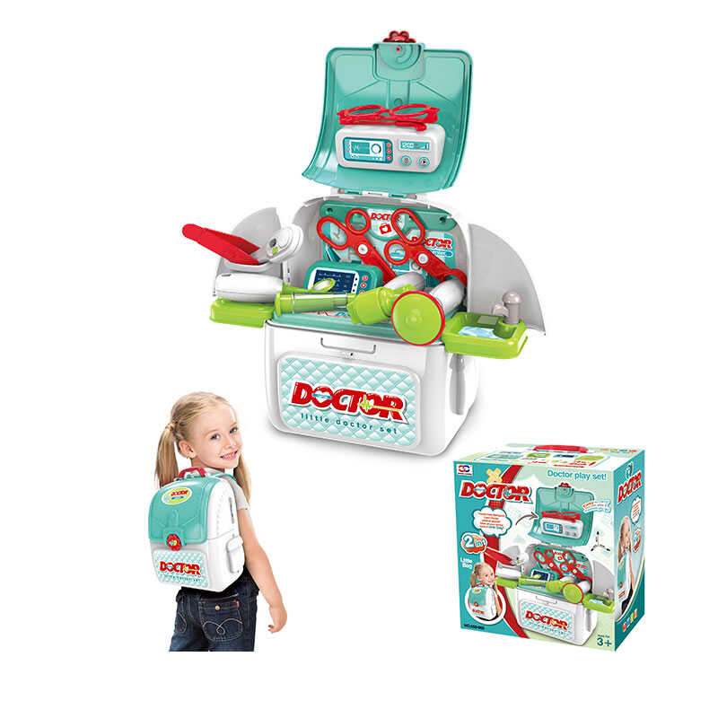 Набір лікаря 008-965 (16) 2 в 1, рюкзак трансформується в медичну стійку, медичне приладдя, наліпки, висота стійки - 40 см, в коробці