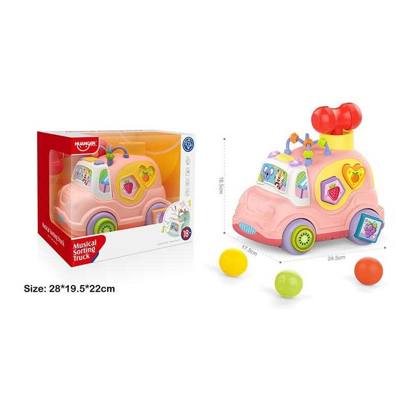 Машинка HE 0548 (12) брязкальця, пальчикова гра, сортер, звуки, мелодії, в коробці