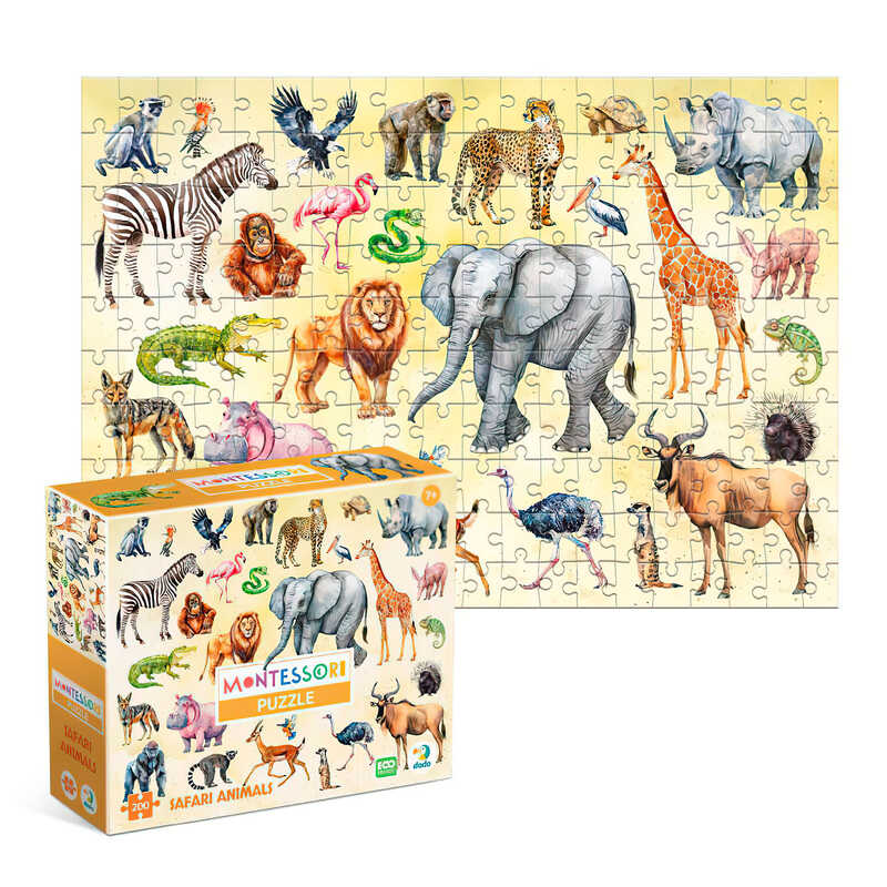 гр Монтессорі пазл "Тварини Сафарі" 300637 (24) "DoDo", 200 елементів, розмір зібраного пазла: 47х33 см, в коробці