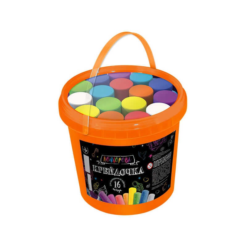 гр Крейда кольорова серії "Крейдочка" відро 16 шт. (12) KRD-01-01U "Danko Toys", у відерці