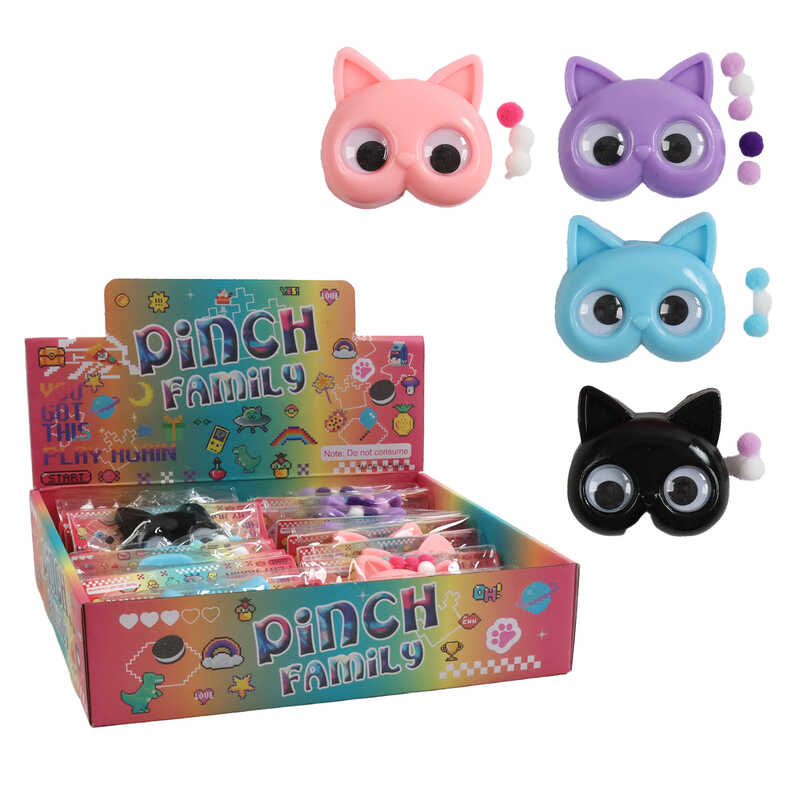 Гра антистрес C 71357 (24) ЦІНА ЗА 16 ШТУК В БЛОЦІ, розмір - 7.5х6.5 см, пластикові очі рухаються, текстильні кульки, в коробці