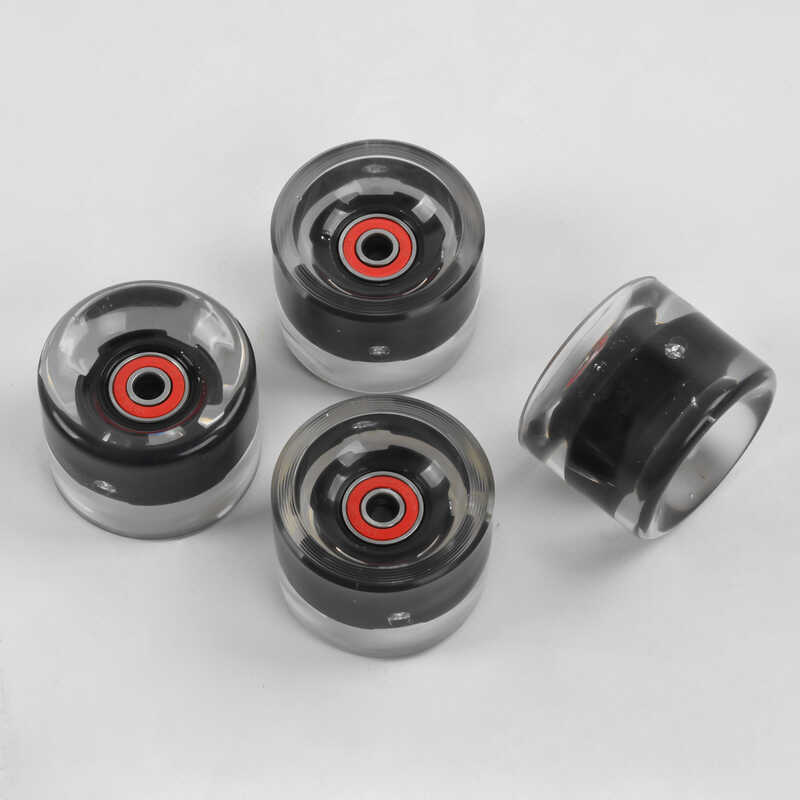 Комплект коліс для пенні борда SK-485 (25) “Best Board” /ЦІНА ЗА 4ШТ/ колір ЧОРНИЙ, зі світлом, підшипник ABEC-7, жорсткість 84А, розмір 60х45мм