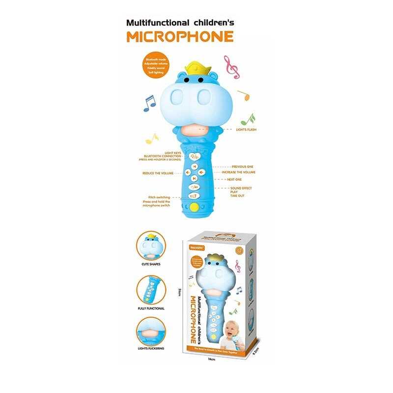 Мікрофон YK 7020 B (48)“Бегемот”, вбудований акумулятор, USB Type-C, Bluetooth, підсвічування, музика, зміна гучності, зміна голосу,  в коробці